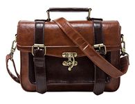 ECOSUSI Fashion Girl's Faux Leather Satchel Purse Small School Messenger Bag Work Cross-body Bag (Brown)