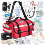 Primacare Reflective Trauma Bag 17 x 9 x 7 Inch Medical Emergency First Aid Supplies Kit, EMT EMS Professional Shoulder Bag with Side Pockets with