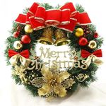 30cm Christmas Garland Wreath,Merry Christmas Wreath Front Door Ornament,Christmas Wreath Decorative Hanging Ornament Window Door Wreath for Party Holiday Décor