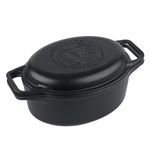 Victoria 6-Quart Cast Iron Oval Dutch Oven, Combination Combo Cooker Pot and Skillet, Bread Baker, Made in Colombia, 2-Piece Set