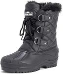 Polar Womens Short Snow Winter Tactical Mountain Waterproof Hiker Mid Calf Walking Boot - Black Leather - UK6/EU39 - YC0368