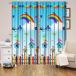 KitchDeco Kids Digital Cartoon Print Polyester Window, Door & Long Door Curtains Set of 2 (4X5 Feet, rainbow)