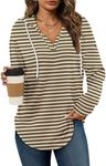 Hoodies for Women Sweatshirts Oversized Sweaters Winter Outfits Clothes Fall 2024 Casual Soft Gym Fashion Pullover Tops Stripe Coffee XL