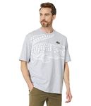 Lacoste Men's Short Sleeve Loose Fit Large Croc Graphic Tee Shirt, Silver Chine, X-Large