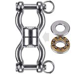 SELEWARE Ceiling Hook Silent Bearing Swing Swivel w/ 2 Carabiners, Stainless Steel 544kg 360° Rotational Device Hanging Accessory for Tree Swing, Hammock Chair, Climbing Rope, Yoga, Kids Swing Swivel