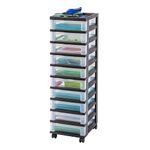 IRIS USA Craft Organizers and Storage, Rolling Storage Cart for Classroom Supplies, Storage Organizer for Art Supplies, Drawer Top Organizer for Small Parts, 10 Drawers, Black