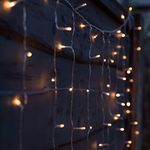 Gardenwize - 2m Solar Powered 192 LED Curtain String Lights, Warm White - 2 Modes, Static Gentle Flash Outdoor Garden Lights (GW285)