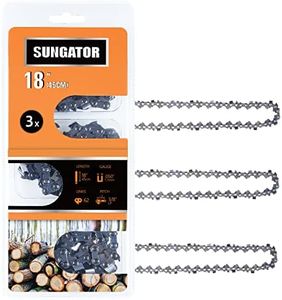 SUNGATOR 3-Pack 18 Inch Chainsaw Chain SG-S62, 3/8" LP Pitch - .050" Gauge - 62 Drive Links, Compatible with Craftsman, Ryobi, Homelite, Poulan