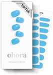ohora Semi Cured Gel Nail Strips (N Tint Soda) - Blue, Tint, Works with Any UV/LED Nail Lamps, Salon-Quality, Long Lasting, Easy to Apply & Remove - Includes 2 Prep Pads, Nail File & Wooden Stick