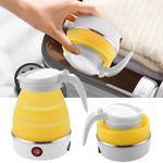 The Better Home FUMATO 600ml Foldable Electric Kettle for Hot Water 600W | Multipurpose, Mini, Collapsible, Travel Kettle | Food Grade Silicone Body, Stainless Steel Base & Leak Proof (Yellow)