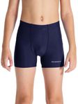 DEVOROPA Youth Boys Swim Shorts Square Leg Swimsuit Nylon Swimming Boxer Brief UPF 50+ Navy S