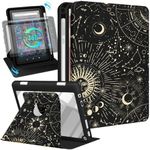 Kidcube for Kindle Fire HD 8/8 Plus Tablet Case - 10th/12th Generation (2020/2022) 8" Women Girls Cute Folio Cover with Pencil Holder Sun Moon Stars Rotating Stand Cases for Amazon Fire HD 8/8 Plus