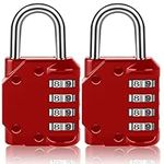 Vervida 2 Pack Combination Padlocks 4 Digit Small Combo Pad Lock for Gym Outdoor & School Locker, Sports Locker, Fence, Toolbox, Case, Hasp Storage (Red)