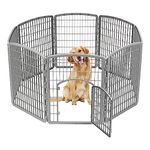 IRIS USA Dog Playpen, Exercise Pet Playpen with Door, 8-Panel, 34" H, Chrome