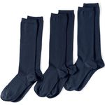 Lands' End Women's 3-Pack Seamless Toe Solid Trouser Socks, True Navy, Small