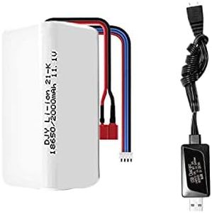 DEERC Brushless RC Truck 210E 200E RC Boat 2104 Original Rechargeable Battery 11.1V 2000mAh & Charging Cable Set