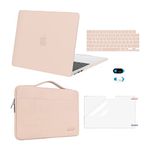 MOSISO Compatible with MacBook Air 13.6 inch Case 2022 2023 2024 Release M3 A3113 M2 A2681 Touch ID, Plastic Hard Shell&Carrying Sleeve Bag&Keyboard Cover&Webcam Cover&Screen Protector, Camel