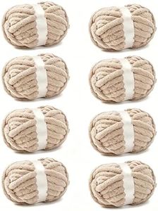 bearberry Jumbo Chenille Yarn, Super Bulky 6 - Extra Plush & Skin-Friendly for Chunky Knit Blankets, Arm Knitting & Crocheting 8-Pack (8oz/25yd Per Skein), Machine Washable, Ultra Soft, Light Khaki