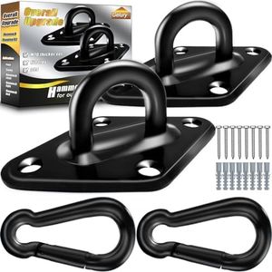 1700lb Capacity Hammock Hanging Kit, 2PCS M10 Stainless Steel Pad Eye Hooks with 2PCS 10MM Hanging Snaps, Hammock Hooks Heavy Duty for Wall/Ceiling Mount,Swing Chairs Hanging