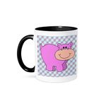 3dRose Mug_116353_4 Cute Little Pink Lavender Hippo Hippopotamus Cartoon Two Tone Black Mug, 11 oz, Black/White