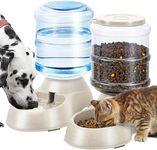 2 Pack Automatic Cat Feeder and Water Dispenser in Set Gravity Food Feeder and Waterer Pet Food Bowl for Small Medium Dog Pets Puppy Kitten Big Capacity 1 Gallon x 2