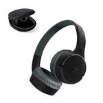 Belkin SoundForm Mini - Wireless Bluetooth Headphones for Kids with 30H Battery Life, 85dB Safe Volume Limit, Built-in Microphone - Kids On-Ear Earphones for iPhone, iPad, & More - Black w/Case