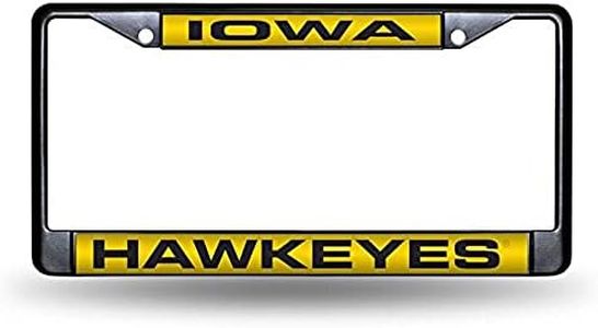 Rico Industries Unisex-Adult NCAA Iowa Hawkeyes Laser Cut Inlaid Standard Chrome License Plate Frame, Black 094746811259, Black, 6" x 12.25"