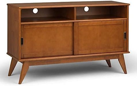 Simpli Home Draper Mid Century Tall TV Media Stand for TVs Upto 60 inches, Teak Brown
