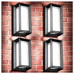 LEDMO Outdoor Wall Light 4 Pack Aluminum Frame Waterproof Modern Outdoor Wall Sconce with Acrylic Shade 6000K Black Exterior Light Fixtures