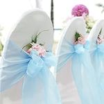 BIT.FLY 25 Pcs Organza Chair Sashes for Wedding Banquet Party Decoration Chair Bows Ties Chair Cover Bands Event Supplies - Turquoise