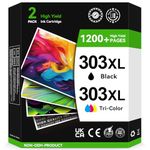 303XL Ink Cartridges Black and Colour Replacement for HP 303 Original Ink Cartridges Combo Pack, Printer Ink 303 for Envy Photo 7134 7830 6232 6230 7130 6220 6234 7100 7155 7800 7834 7855 7864 TANGO X