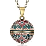 EUDORA Harmony Ball Angel Caller Pregnancy Women Necklace Vintage Wishing Chime Ball Bola Pendant for Future Mama Hand Painted Jewellry Original Gift for Women, 45inch + 30inch