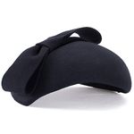 Lawliet Teardrop Women 1940s Wool Felt Fascinator Hat Bow Tam Beret Casque A568 (Black)