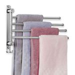 Bathroom Towel Rack JSVER 4 Arms Swivel Towel Holder, Towel Bar Wall Mounted, SUS304 Stainless Steel Space Saving Towel Rack, Towel Racks for Bathroom, Kitchen