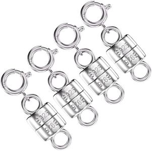 Qulltk 925 Sterling Silver Magnetic Necklace Clasps and Closures,Mini Bracelets Clasp Converter Gold and Silver Chain Extender for Jewelry Making Supplies