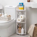 DelSol Corner Shelf Stand 3 Tier, Storage Organizer Great for Bathroom, Corner Shelf Perfect for Small Space,Waterproof Toilet Paper Stand (White)