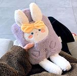 Toyshine Hot Water Bottle1000mL with Cute Stuffed Plush Rabbit Animal Cover for Kids Great Hand Warmer for Pain Relief Hot and Cold Therapy -Purple