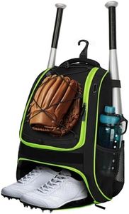 Youth Baseball Bag - Bat Backpack for Baseball, T-Ball & Softball Equipment & Gear, Bat & Glove Holder Gift, Large Main Compartment for Helmet & accessories, Separate Shoes Compartment, Fence Hook