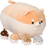 PixieCrush Stuffy Little Toys for Ages 3-8 - Cute Mommy Shiba Inu with 4 Puppies - Magical Pillow Plushie - Enchanting Stuffed Cuddly Companions for Imaginative Play - Dog Plushies with Babies Inside