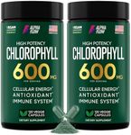 Alpha Flow [2 Pack Chlorophyll Capsules 600mg - Chlorophyll Supplement for Energy & Skin - Internal Deodorant for Women & Men - Alternative to Liquid Drops - 240 Vegan Pills