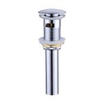 KES Bathroom Sink Drain with Overflow Vessel Vanity Sink Pop Up Drain Stopper Polished Chrome, All Metal Rustproof Brass and 304 Stainless Steel, S2008A-CH