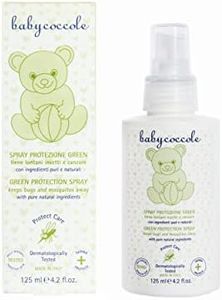 Babycoccole SPRAY PROTEZIONE INSETTI E ZANZARE GREEN. Repellente AntiZanzare per Bambini con Olio di Timo e Ingredienti Puri e Naturali, Dermatologicamente Testato, Per Pelli Sensibili - 125 ml