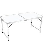 BARGAIN FACTORY - Folding Camping Table - Aluminium Adjustable Height Picnic Table - Waterproof and Rust Resistant Portable Desk - Easy to Carry for Traveling (4ft)