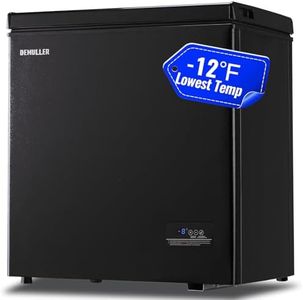 DEMULLER Chest Freezer with Electronic Panel, Accurate Temperature Display to 1 ℉, DEMULLER 5.0 Cu.ft Deep Freezers with 2 Removable Baskets, Black