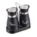 GJIE Pack of 2 Salt and Pepper Pots Salt and Pepper Shaker Salt and Pepper Set Salt Shaker Salt Pot Kitchen Accessories (Black)