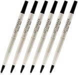 Parker Quink Ink Roller Ball Pen Refills, Medium Point, Black Ink, Pack of 6