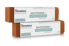 Himalaya Botanique Whitening + Hydroxyapatite Toothpaste for Whiter Teeth & Fresher Breath, Hydroxyapatite Support & Mint Flavor, Fluoride-Free, SLS Free, & Vegan, 4.0 oz, 2 Pack