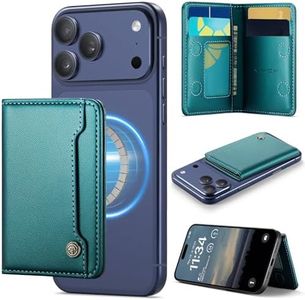 Vinich for MagSafe Wallet Magnetic RFID Blocking Card Holder Compatible with MagSafe Phones and Cases, Strong Magnet Minimalist Phone Wallet for iPhone 16/15/ 14/13/ 12/ Pro/Max/Plus, Bluish Green