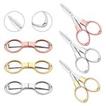 6PCS Folding Scissors, Portable Stainless Steel Travel Scissors, Glasses-Shaped Mini Shear with 3 Colors for Home Office Friends Families (Rose Gold, Gold, Silver)