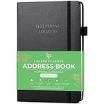 Legend Planner Address Book with Alphabetical Tabs –Telephone Contacts Book for Phone Numbers, Addresses, Passwords, Medium (Black)